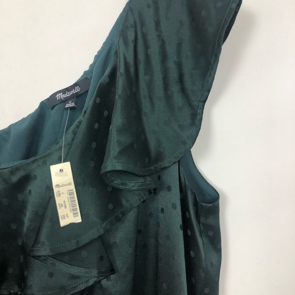 Madewell Green Ruffled One Shoulder Dancefloor 2 - Picture 6 of 8